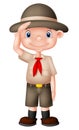 Young boy scout cartoon doing a hand sign
