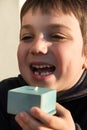 Young boy showing his first missing tooth Royalty Free Stock Photo