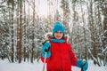 Young boy ski in winter nature, seasonal sport Royalty Free Stock Photo