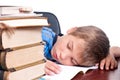 Young boy sleeping on his desk Royalty Free Stock Photo