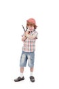 Young boy with sling aiming Royalty Free Stock Photo