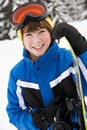 Young Boy With Snowboard On Ski Holiday Royalty Free Stock Photo