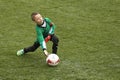Young boy soccer goalkeeper