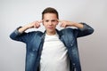 Young boy stressed, having headache Royalty Free Stock Photo