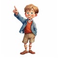 Charming Cartoon Illustration Of A Little Boy Pointing - Artgerm Style