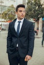 Boy in suit smoking with vaper Royalty Free Stock Photo