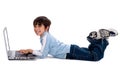 Young boy surfing on his laptop Royalty Free Stock Photo