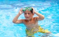 Young boy in swim goggles Royalty Free Stock Photo