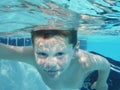 Young boy swimming underwater Royalty Free Stock Photo