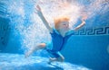 Young boy swimming underwater Royalty Free Stock Photo