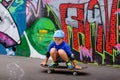 Young boy taking a rest at the skate park Royalty Free Stock Photo