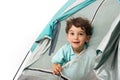 Young boy in a tent Royalty Free Stock Photo