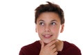 Young boy thinking isolated Royalty Free Stock Photo
