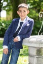 Young boy with tie smiling Royalty Free Stock Photo