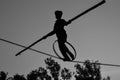 Young Boy Tightrope walking, Slacklining, Funambulism, Rope Balancing Royalty Free Stock Photo