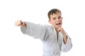 Young boy training karate. Royalty Free Stock Photo