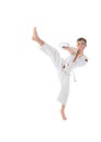 Young boy training karate. Royalty Free Stock Photo
