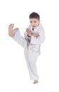 Young boy training kick Royalty Free Stock Photo