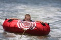 Young boy tubing Royalty Free Stock Photo