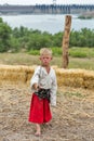 Young boy Ukrainian Cossack in Zaporozhian Sich. Khortytsia island, Ukraine