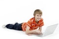 Young Boy Using Laptop Computer Royalty Free Stock Photo