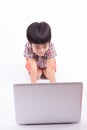 Young boy using laptop computer Royalty Free Stock Photo