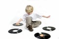 Young boy with vinyl Royalty Free Stock Photo