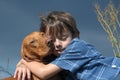 Young Boy And A Vizsla Dog Royalty Free Stock Photo