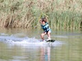 Young boy wakeboarding Royalty Free Stock Photo