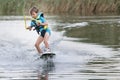 Young boy wakeboarding Royalty Free Stock Photo