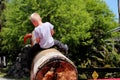 Young Boy Riding Mechanical Bull Royalty Free Stock Photo