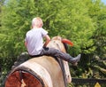 Young Boy Riding Mechanical Bull Royalty Free Stock Photo