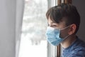 Young Boy with Mask, Lockdown Pandemic, Flu, Protection