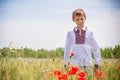 Young boy wearing traditional Ukraine clothes