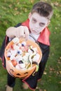 Young boy wearing vampire costume on Halloween Royalty Free Stock Photo