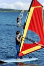 Young boy on windsurfing Royalty Free Stock Photo