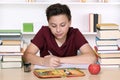 Young boy writing his homework at school Royalty Free Stock Photo