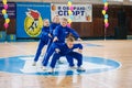 young boys cheerleaders perform at the city cheerleading championship Royalty Free Stock Photo