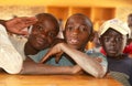 Young boys in a classroom in Rwanda.