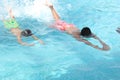 Young Boys Enjoying a Good Swim in the Pool, DUBAI-UAE. 21 JULY 2017.