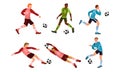 Young boys football players playing football vector illustration