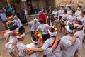 Young boys and girls belonging to kuki tribe of Nagaland dancing and celebrating during hornbill festival Royalty Free Stock Photo