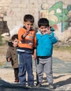 Young Boys in Hebron Israel Giving Peace Signs