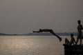 Young boys in Indian playing by the river