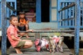 Young boys selling fresh fishes in Indonesia