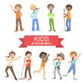 Young Boys Singing In Karaoke Royalty Free Stock Photo