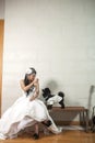 Young bride and Dog