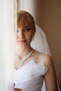 Young bride indoor near the window