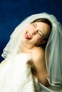 Young bride showing her tongue Royalty Free Stock Photo