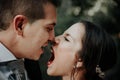 Young bride yelling to the groom. Wedding couple relationship difficulties Royalty Free Stock Photo